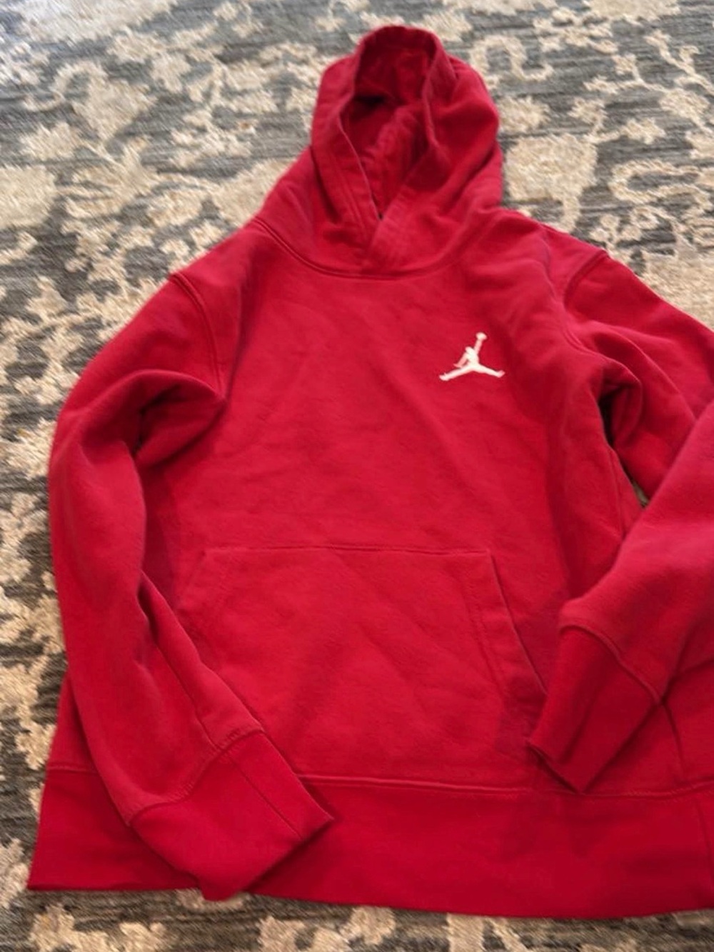 Jordan Red Hoodie with White Jumpman Chest Logo